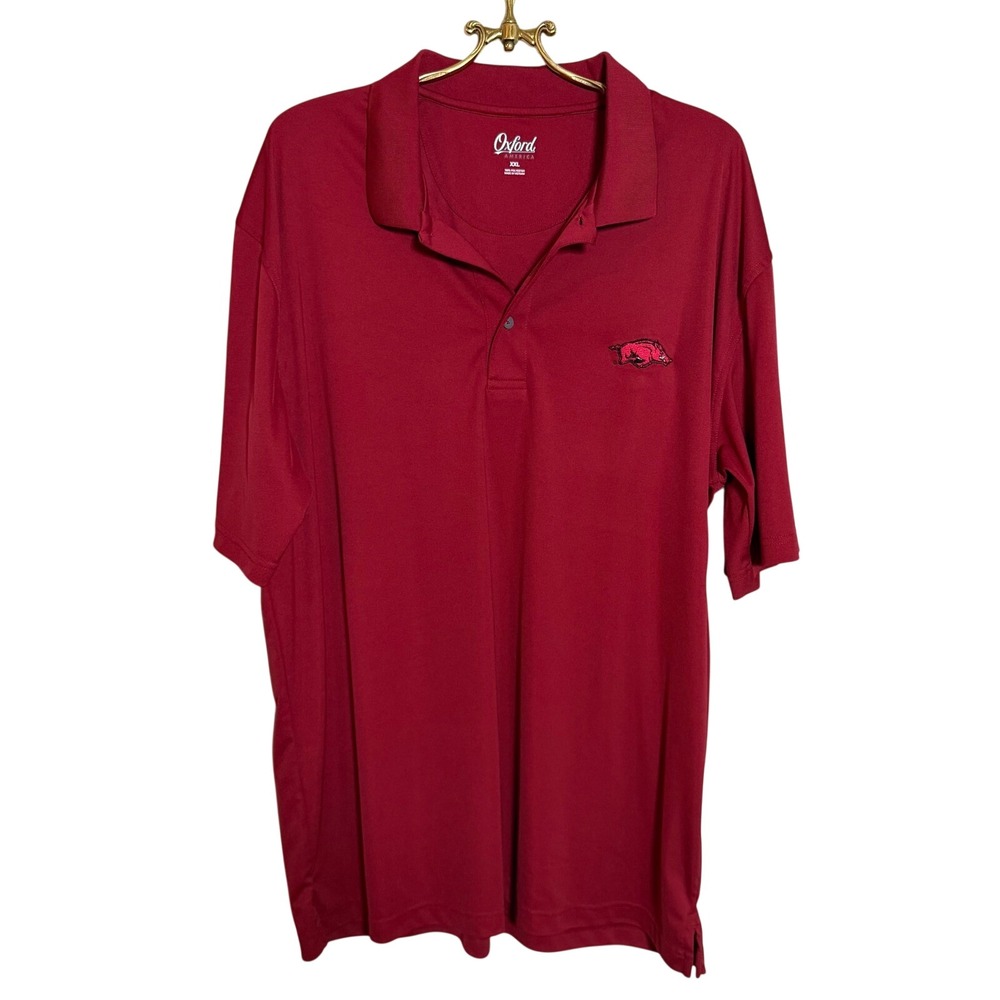 Oxford America Red Polo Shirt Arkansas Razorbacks Logo‎ Mens XXL Polyester